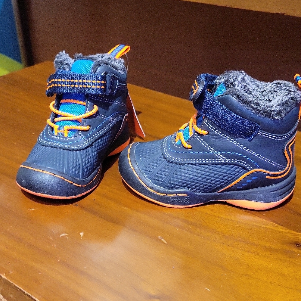 Jambu Kids Navy and Orange Boots